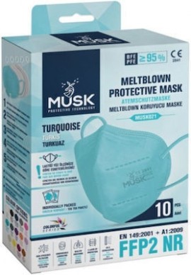 Musk Meltblown Protective Μάσκα Προστασίας FFP2 NR Turquoise, 10pcs