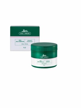 VT Cosmetics Cica mild Toner Pads, Εμποτισμένα απολεπιστικά και ενυδατικά δισκία με BHA για τριπλή δ