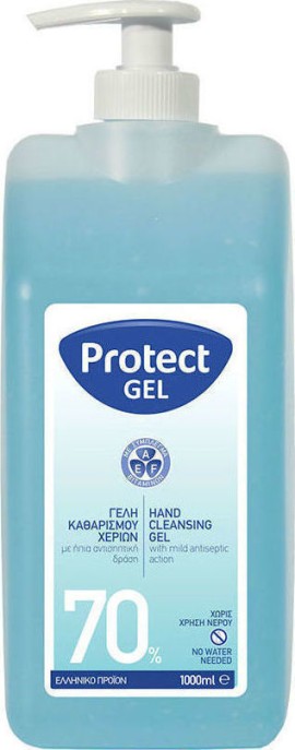 Protect Gel 70% Αλκοολούχο Αντισηπτικό Gel Καθαρισμού Χεριών 1000ml