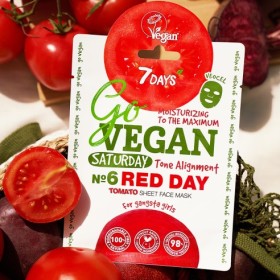 7DAYS Go Vegan Red Day Saturday Υφασμάτινη Μάσκα Προσώπου για Εξισορρόπηση Τόνου, Ενυδάτωση και Ζωντ