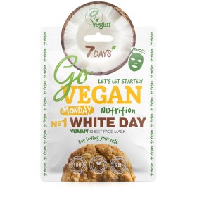 7DAYS Go Vegan White Day Monday Υφασμάτινη Μάσκα Προσώπου για Ενυδάτωση και Επαναφορά της Ελαστικότη