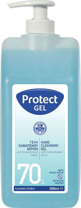 Protect Gel 70% Αλκοολούχο Αντισηπτικό Gel Καθαρισμού Χεριών 1000ml