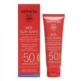 Apivita Bee Sun Safe Αντιρυτιδική Κρέμα Προσώπου κατά των Πανάδων Βελούδινης Υφής με Χρώμα SPF50 50m