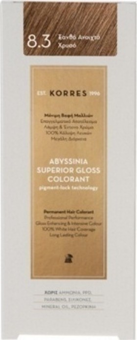 Korres Abyssinia Superior Gloss Colorant No 8.3 Ξανθό Ανοιχτό Χρυσό, 50ml