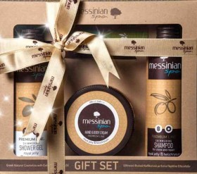 Messinian Spa Gift Set Ελίχρυσος και Βασιλικός Πολτός Αφρόλουτρο Σαμπουάν 300ml + Κρέμα Χεριών και Σ