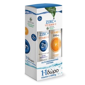 Power Health Zinc & Vitamin C Stevia 20 αναβράζοντα δισκία & Δώρο Vitamin C 500mg 20 αναβράζοντα δισ